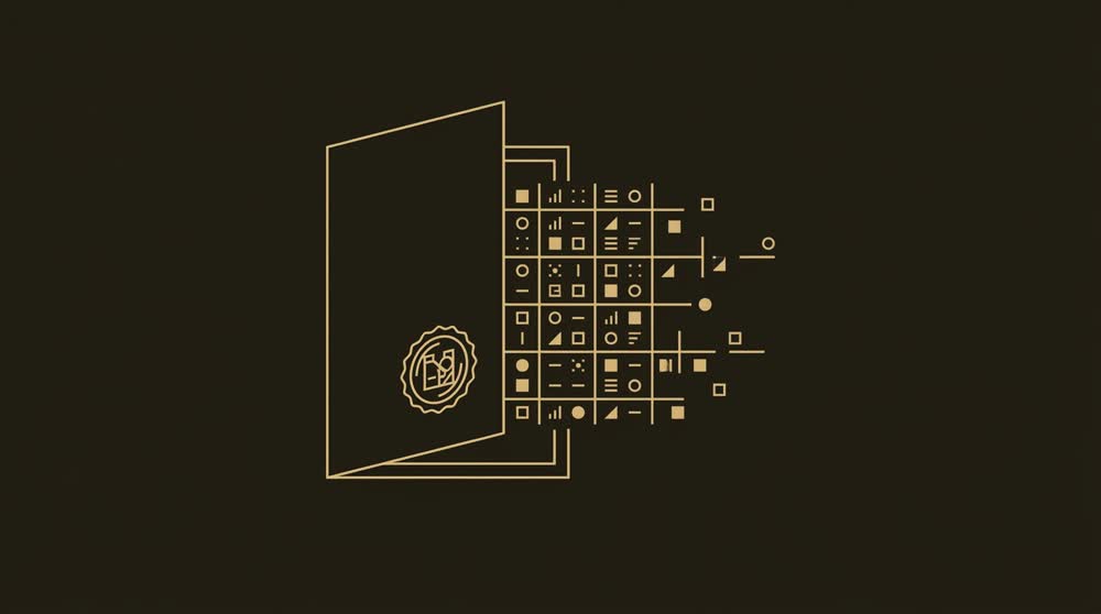 A public record opening into a grid of data